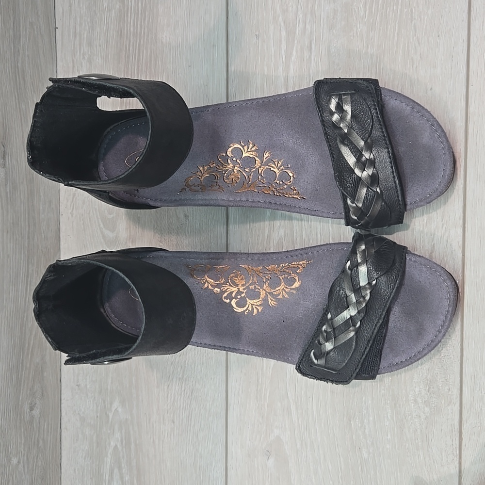 Aetrex Women Becca Strap Ankle Hook&loop Wedge Leather Sandals shoes sz 8.5 - Picture 5 of 11